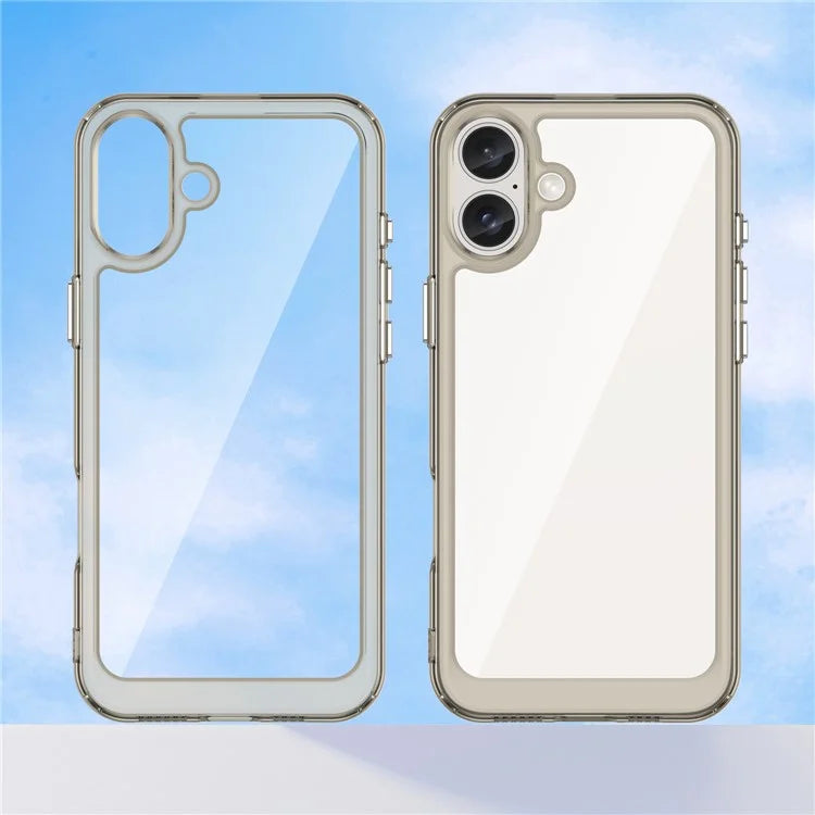 For iPhone 16 Plus Case TPU Frame Clear Acrylic Back Phone Cover
