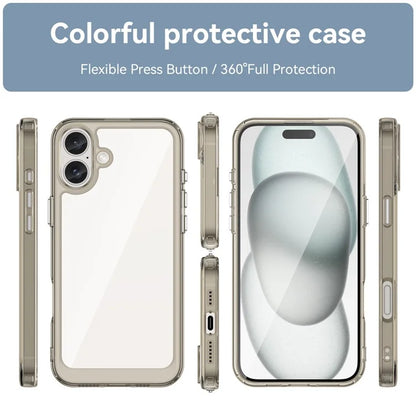 For iPhone 16 Plus Case TPU Frame Clear Acrylic Back Phone Cover