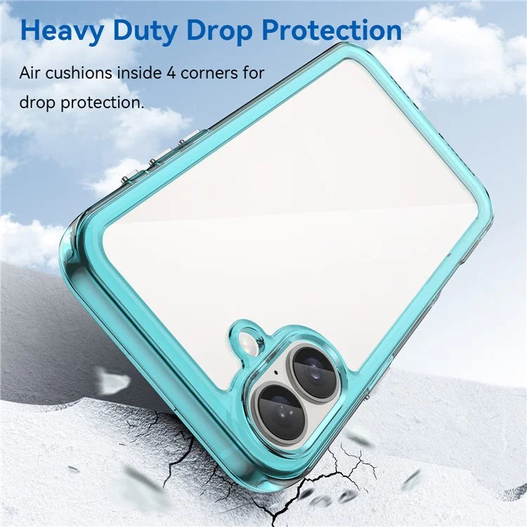 For iPhone 16 Plus Case TPU Frame Clear Acrylic Back Phone Cover