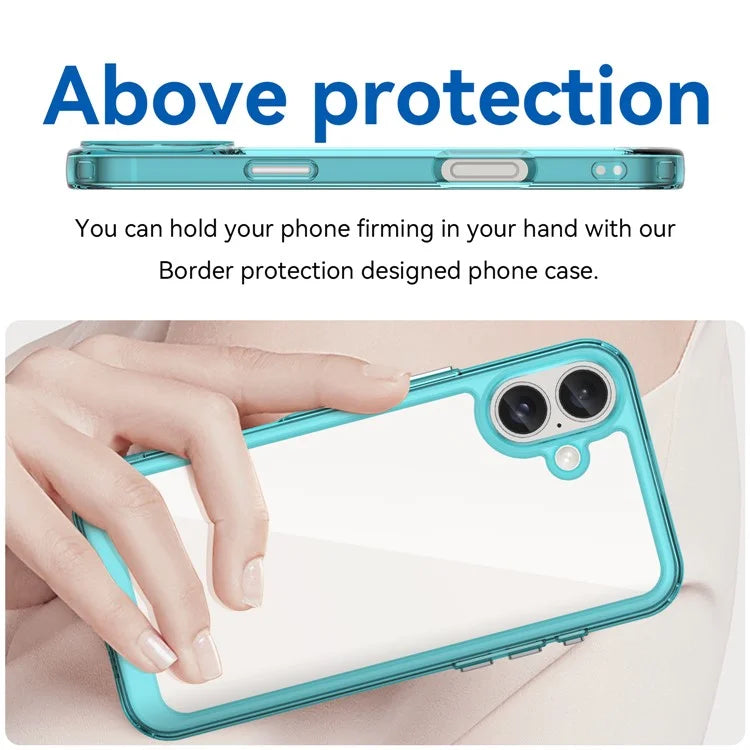 For iPhone 16 Plus Case TPU Frame Clear Acrylic Back Phone Cover