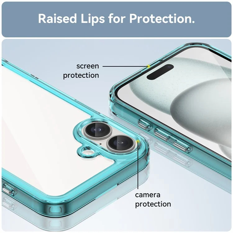 For iPhone 16 Plus Case TPU Frame Clear Acrylic Back Phone Cover