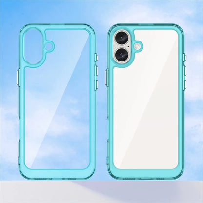 For iPhone 16 Plus Case TPU Frame Clear Acrylic Back Phone Cover