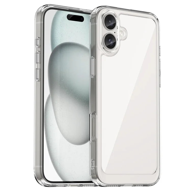 For iPhone 16 Plus Case TPU Frame Clear Acrylic Back Phone Cover