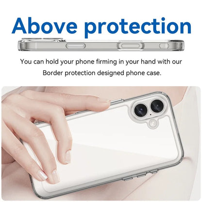 For iPhone 16 Plus Case TPU Frame Clear Acrylic Back Phone Cover