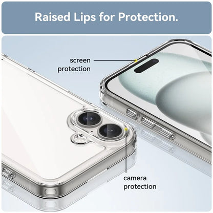 For iPhone 16 Plus Case TPU Frame Clear Acrylic Back Phone Cover