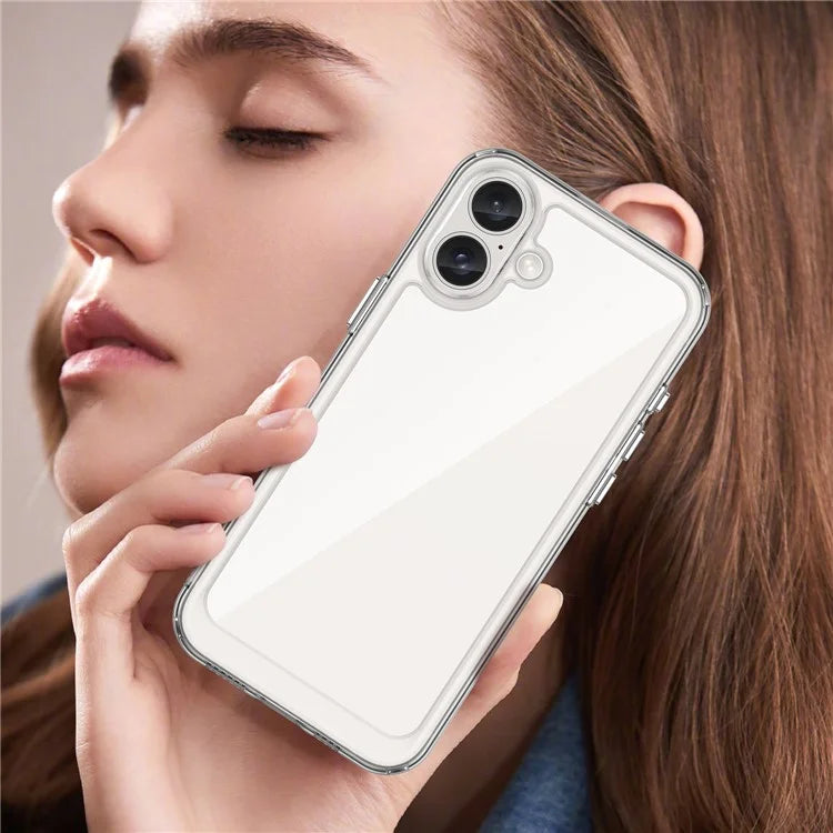 For iPhone 16 Plus Case TPU Frame Clear Acrylic Back Phone Cover