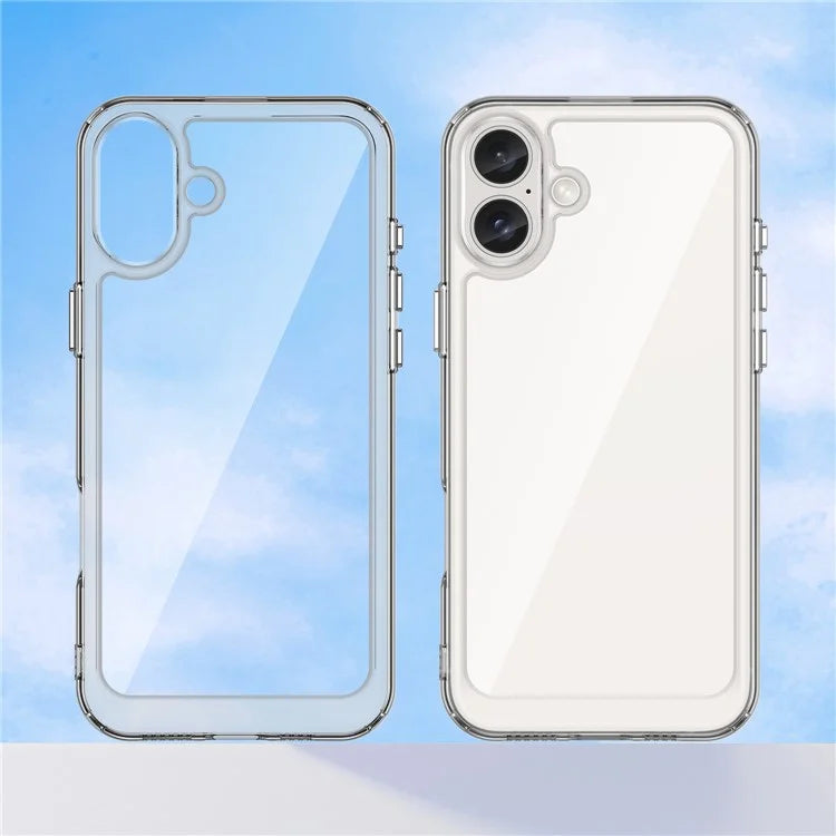 For iPhone 16 Plus Case TPU Frame Clear Acrylic Back Phone Cover