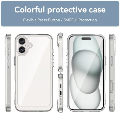 For iPhone 16 Plus Case TPU Frame Clear Acrylic Back Phone Cover