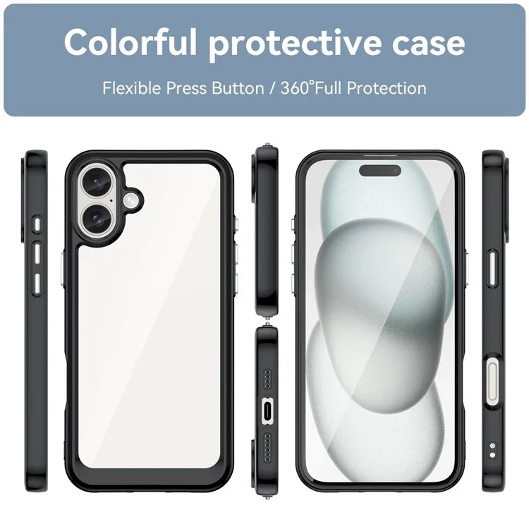 For iPhone 16 Case TPU+Acrylic Phone Cover Anti-Scratch Protective