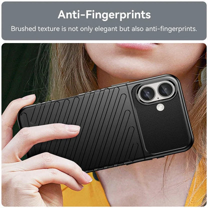 Thunder Series For iPhone 16 Plus Case Twill Texture Thickened TPU Soft Phone Cover