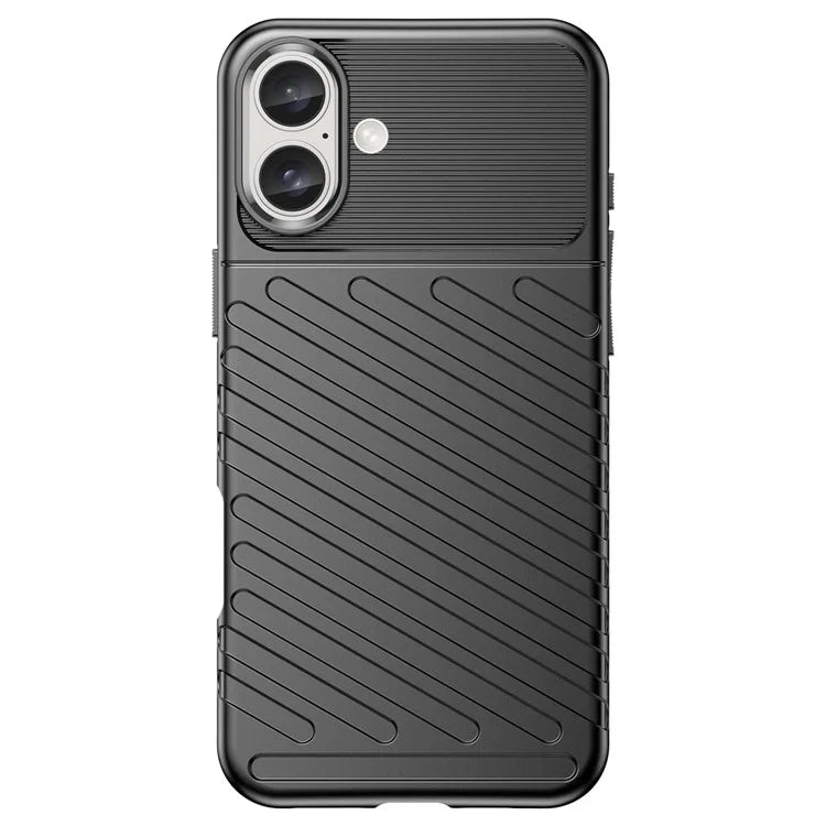 Thunder Series For iPhone 16 Plus Case Twill Texture Thickened TPU Soft Phone Cover