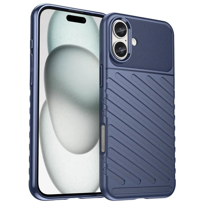 Thunder Series For iPhone 16 Plus Case Twill Texture Thickened TPU Soft Phone Cover