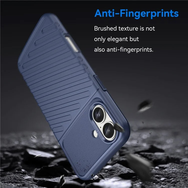 Thunder Series For iPhone 16 Plus Case Twill Texture Thickened TPU Soft Phone Cover