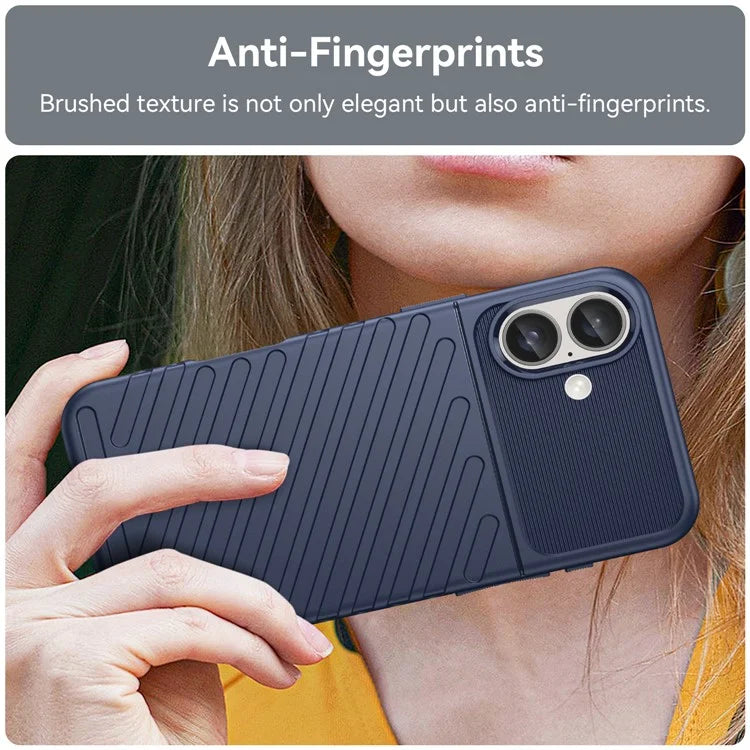 Thunder Series For iPhone 16 Plus Case Twill Texture Thickened TPU Soft Phone Cover