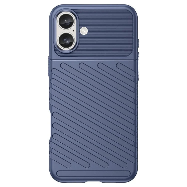 Thunder Series For iPhone 16 Plus Case Twill Texture Thickened TPU Soft Phone Cover