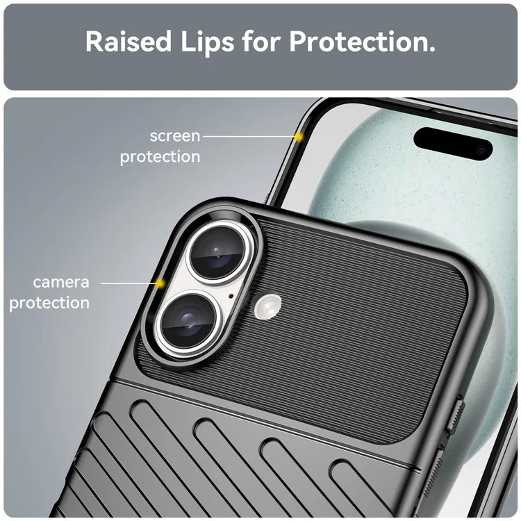 Thunder Series For iPhone 16 TPU Case TPU Phone Cover Twill Texture Drop Protective