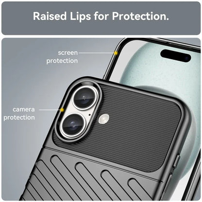 Thunder Series For iPhone 16 TPU Case TPU Phone Cover Twill Texture Drop Protective