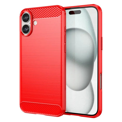 For iPhone 16 Plus Case Brushed Soft TPU Phone Cover Carbon Fiber Texture