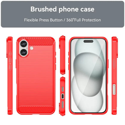 For iPhone 16 Plus Case Brushed Soft TPU Phone Cover Carbon Fiber Texture