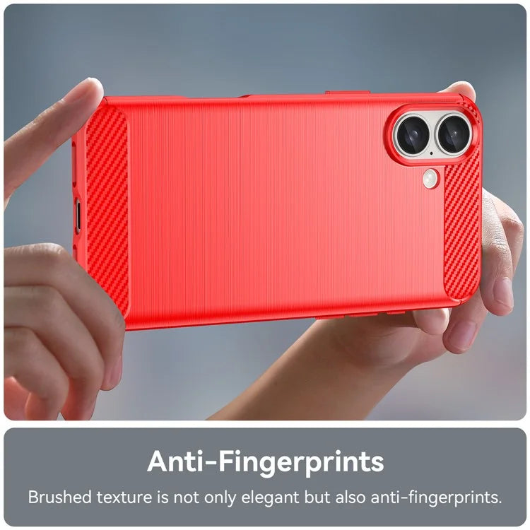 For iPhone 16 Plus Case Brushed Soft TPU Phone Cover Carbon Fiber Texture