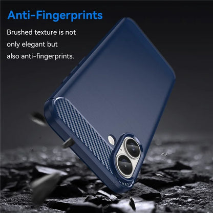 For iPhone 16 Plus Case Brushed Soft TPU Phone Cover Carbon Fiber Texture