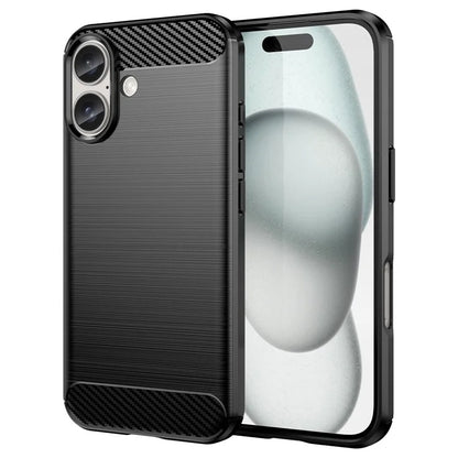 For iPhone 16 Case Brushed Soft TPU Phone Cover Carbon Fiber Texture