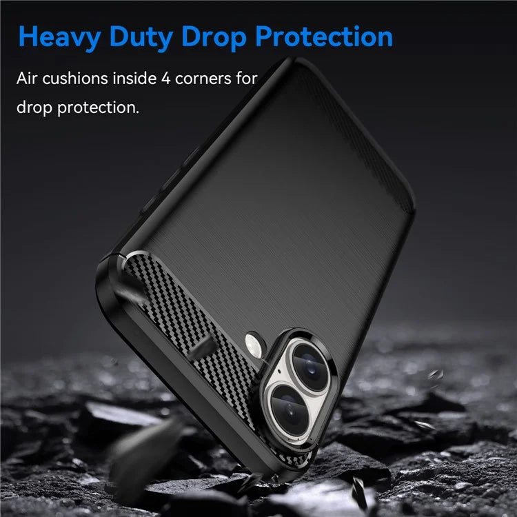 For iPhone 16 Case Brushed Soft TPU Phone Cover Carbon Fiber Texture