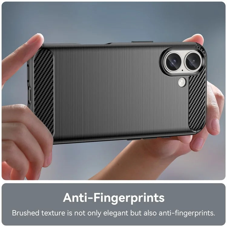 For iPhone 16 Case Brushed Soft TPU Phone Cover Carbon Fiber Texture