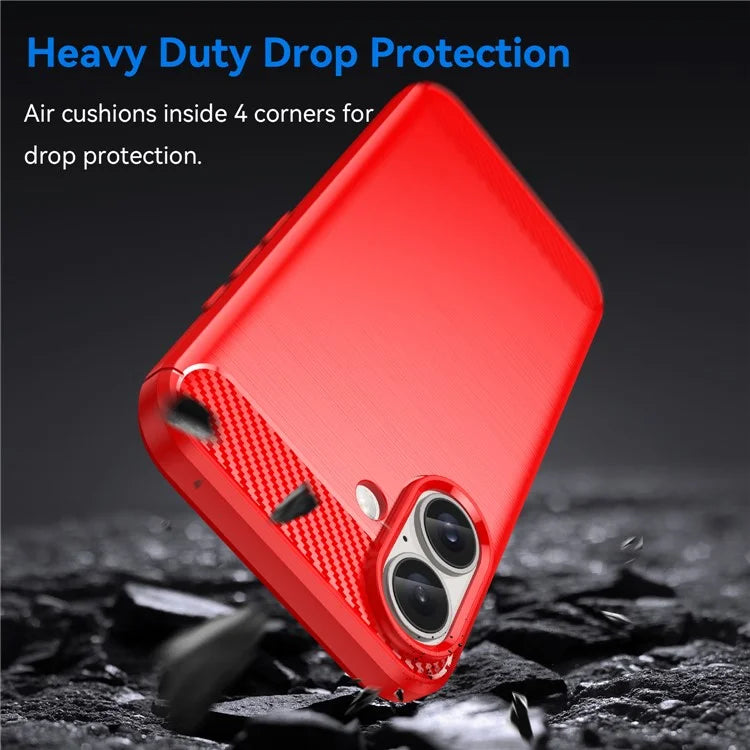 For iPhone 16 Case Brushed Soft TPU Phone Cover Carbon Fiber Texture