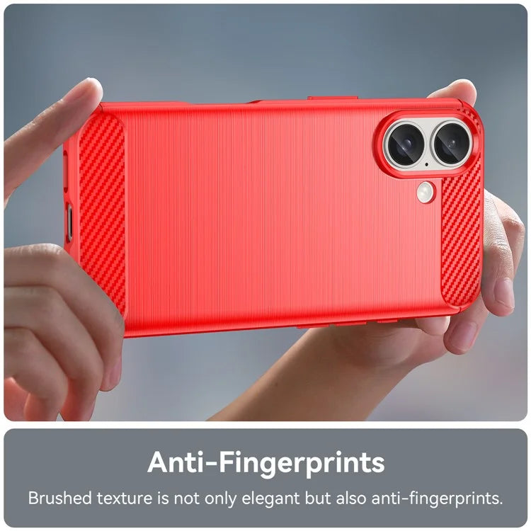 For iPhone 16 Case Brushed Soft TPU Phone Cover Carbon Fiber Texture