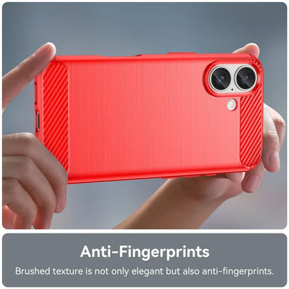 For iPhone 16 Case Brushed Soft TPU Phone Cover Carbon Fiber Texture