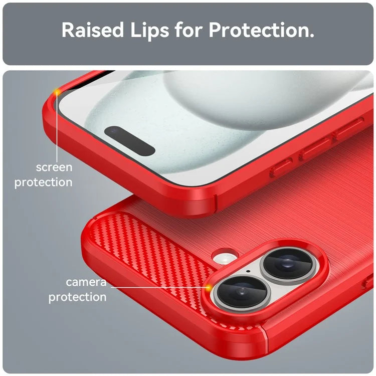 For iPhone 16 Case Brushed Soft TPU Phone Cover Carbon Fiber Texture