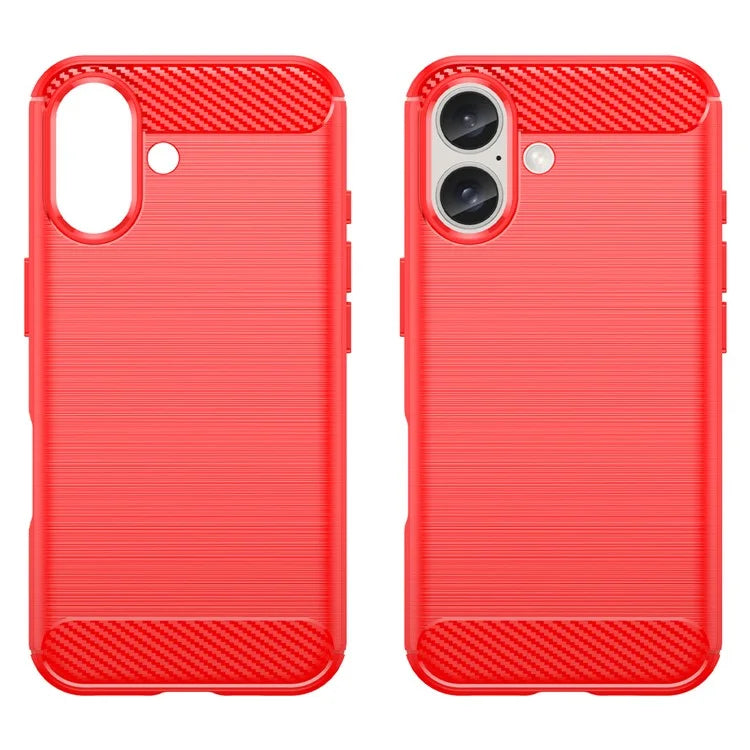 For iPhone 16 Case Brushed Soft TPU Phone Cover Carbon Fiber Texture