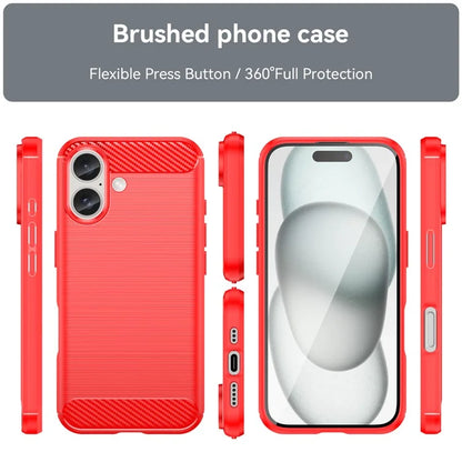 For iPhone 16 Case Brushed Soft TPU Phone Cover Carbon Fiber Texture