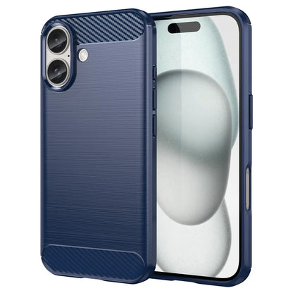 For iPhone 16 Case Brushed Soft TPU Phone Cover Carbon Fiber Texture