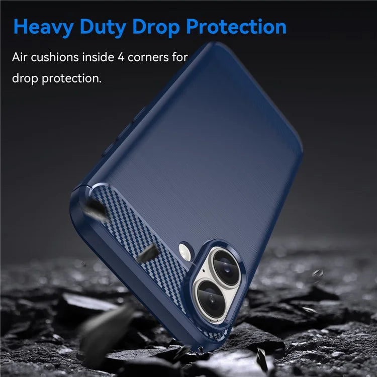 For iPhone 16 Case Brushed Soft TPU Phone Cover Carbon Fiber Texture