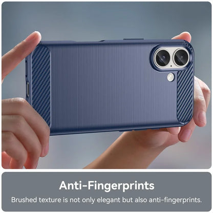 For iPhone 16 Case Brushed Soft TPU Phone Cover Carbon Fiber Texture