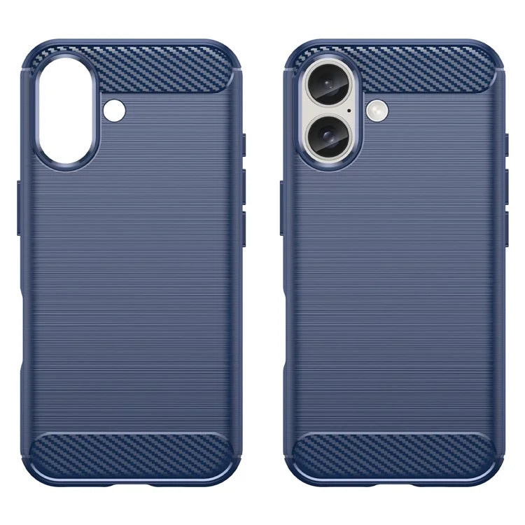 For iPhone 16 Case Brushed Soft TPU Phone Cover Carbon Fiber Texture