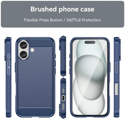 For iPhone 16 Case Brushed Soft TPU Phone Cover Carbon Fiber Texture