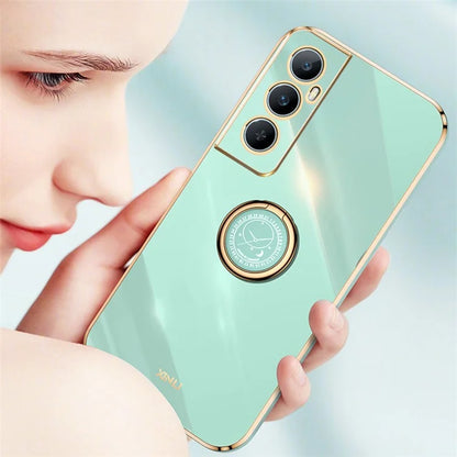 XINLI For Realme C65 4G Case Ring Holder Kickstand Electroplating TPU Phone Cover
