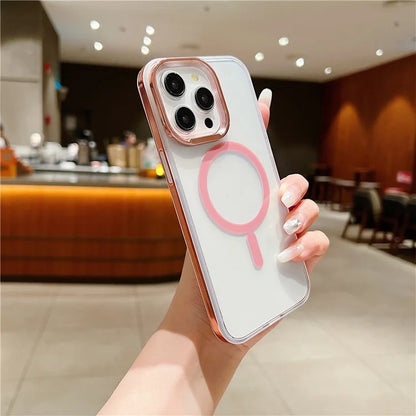 For iPhone 15 Pro Max Clear Case PC+TPU Phone Cover Compatible with MagSafe