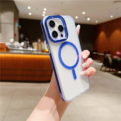 For iPhone 15 Pro Max Clear Case PC+TPU Phone Cover Compatible with MagSafe