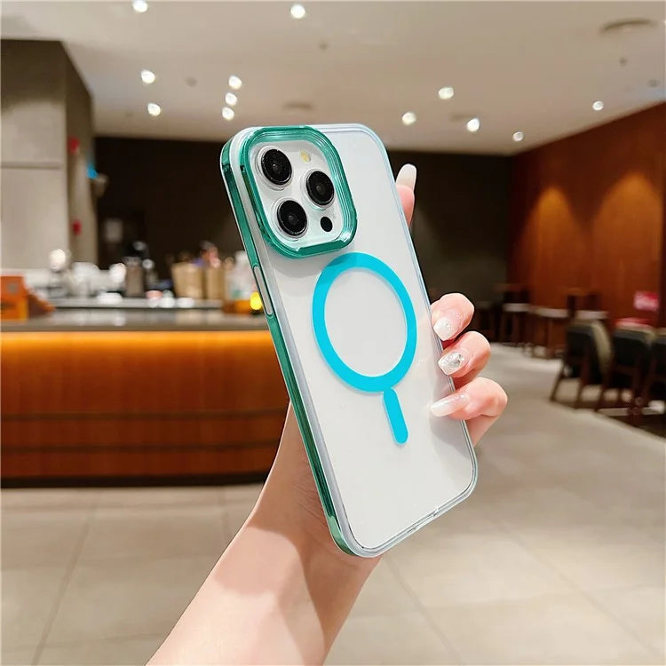 For iPhone 15 Pro Max Clear Case PC+TPU Phone Cover Compatible with MagSafe