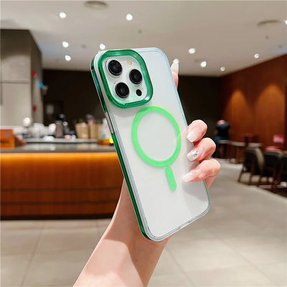 For iPhone 15 Pro Max Clear Case PC+TPU Phone Cover Compatible with MagSafe