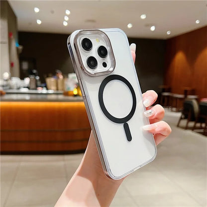 For iPhone 15 Pro Max Clear Case PC+TPU Phone Cover Compatible with MagSafe