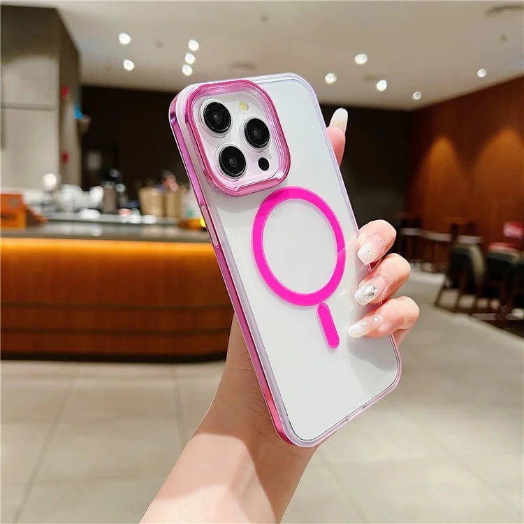 For iPhone 15 Pro Max Clear Case PC+TPU Phone Cover Compatible with MagSafe