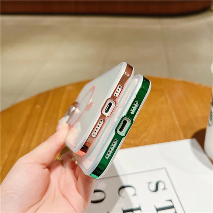 For iPhone 15 Pro Max Clear Case PC+TPU Phone Cover Compatible with MagSafe