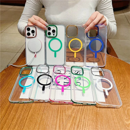 For iPhone 15 Pro Max Clear Case PC+TPU Phone Cover Compatible with MagSafe