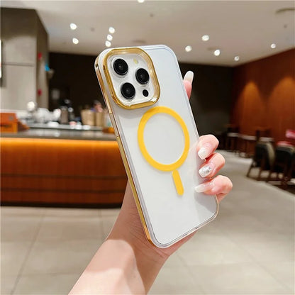 For iPhone 15 Pro Max Clear Case PC+TPU Phone Cover Compatible with MagSafe