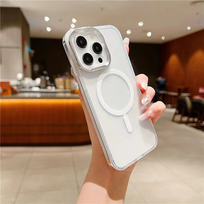For iPhone 15 Pro Max Clear Case PC+TPU Phone Cover Compatible with MagSafe